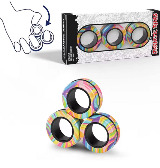 3pcs Finger Magnetic Rings Colorful Fidget Toy